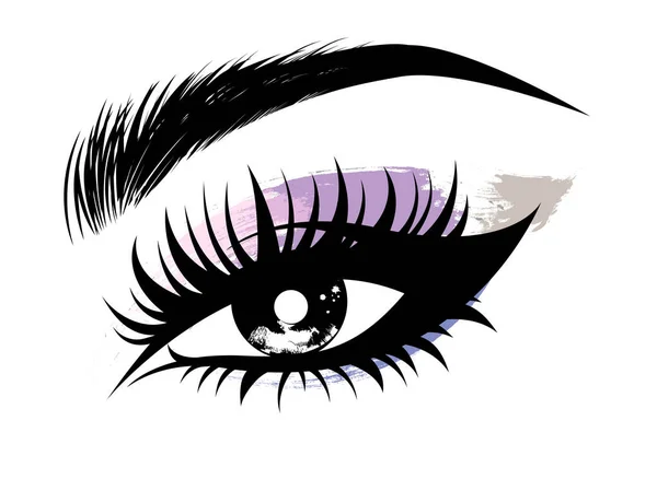 Illustration Maquillage Des Yeux Front Sur Fond Blanc — Image vectorielle