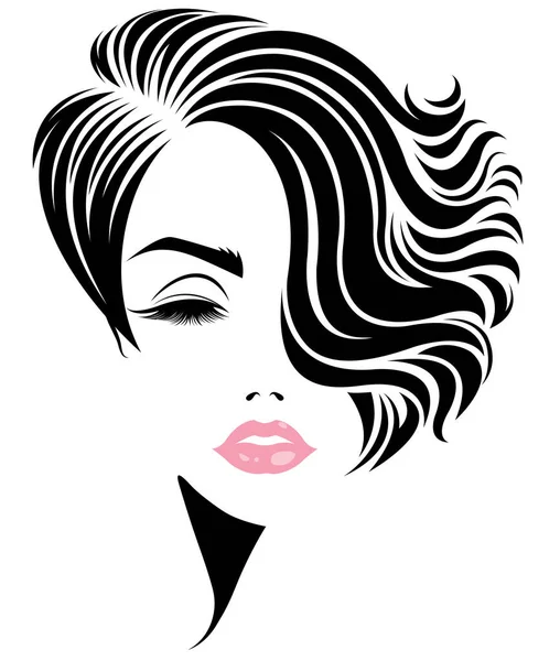 Icono Estilo Pelo Corto Las Mujeres Logotipo Las Mujeres Cara — Vector de stock