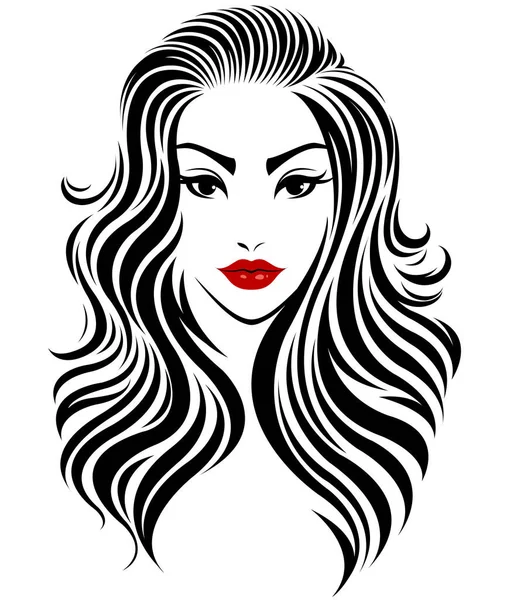 Mulheres Ícone Estilo Cabelo Longo Logotipo Mulheres Rosto Fundo Branco — Vetor de Stock