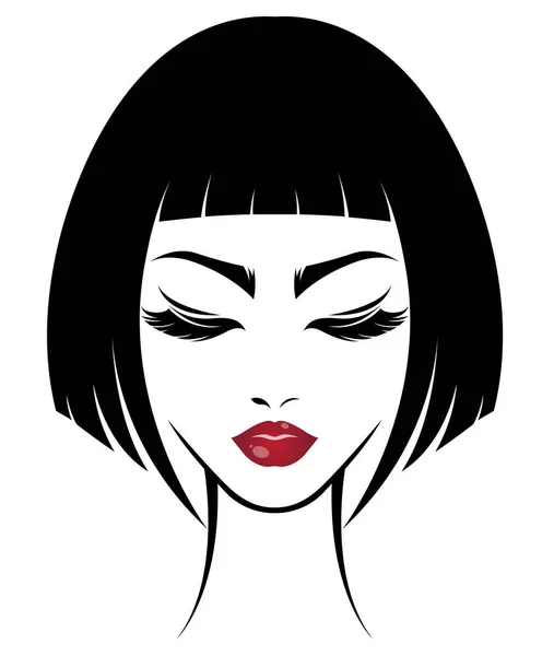 Femme Courte Icône Style Cheveux Logo Femmes Visage Sur Fond — Image vectorielle