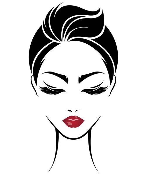 Femme Courte Icône Style Cheveux Logo Femmes Visage Sur Fond — Image vectorielle