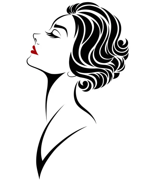 Icono Estilo Pelo Corto Las Mujeres Logotipo Las Mujeres Cara — Vector de stock