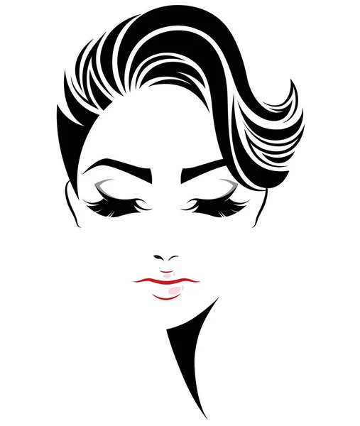 Icono Estilo Pelo Corto Las Mujeres Logotipo Las Mujeres Cara — Vector de stock