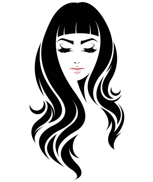 女性长发图标 标志女性面对白色背景 — 图库矢量图片