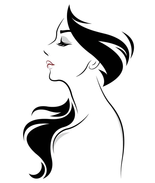 Kadınlar Uzun Saç Stili Ikonu Beyaz Arka Planda Logo Kadınları — Stok Vektör