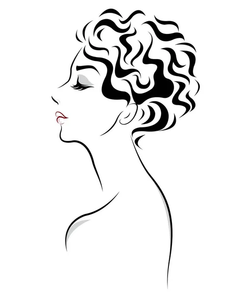 Icono Estilo Pelo Corto Las Mujeres Logotipo Las Mujeres Sobre — Vector de stock