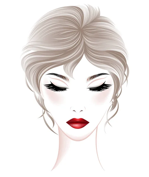 女性短发型 在白色背景 矢量上化妆 — 图库矢量图片