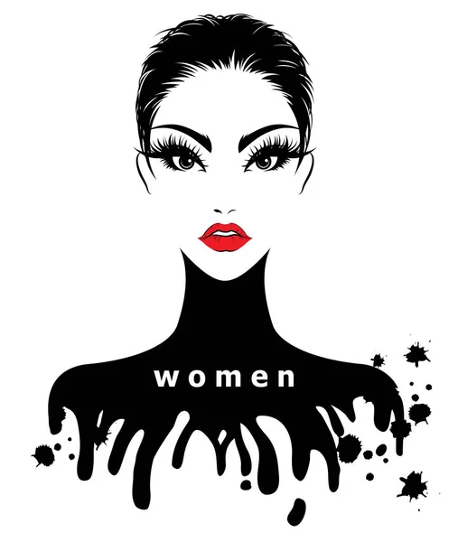 Frauen Kurzhaarstil Ikone Logo Frauen Auf Weißem Hintergrund — Stockvektor
