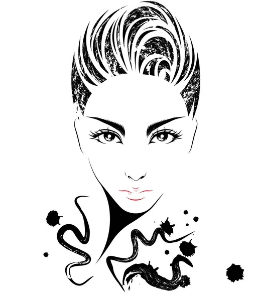 Ikon Gaya Rambut Pendek Wanita Logo Wanita Latar Belakang Putih - Stok Vektor