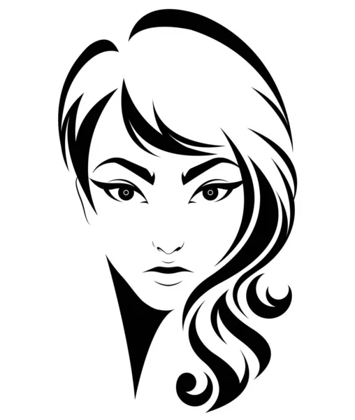 Femme Longue Icône Style Cheveux Logo Femmes Sur Fond Blanc — Image vectorielle