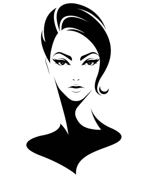 女性短发图标 白色背景的女性标志 — 图库矢量图片