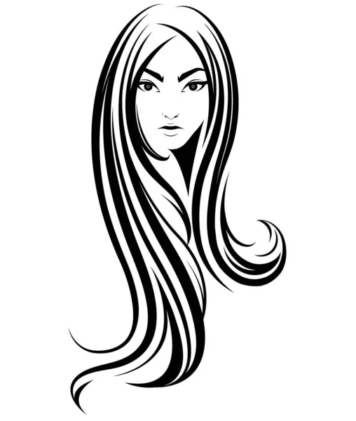 Femme Longue Icône Style Cheveux Logo Femmes Sur Fond Blanc — Image vectorielle