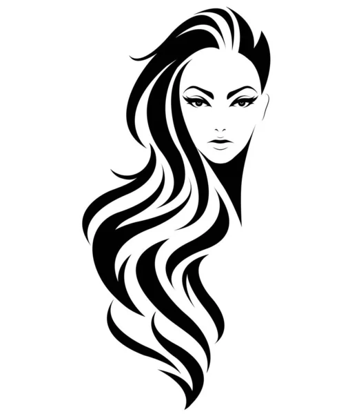 Icono Estilo Pelo Largo Las Mujeres Logotipo Las Mujeres Sobre — Vector de stock