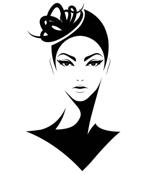 女性短发图标 白色背景的女性标志 — 图库矢量图片