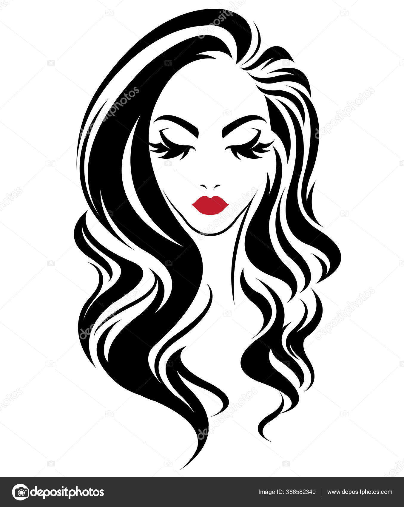 Women Long Hair Style Icon Logo Women White Background Stock Vector Image  by ©Bignoze #386582340