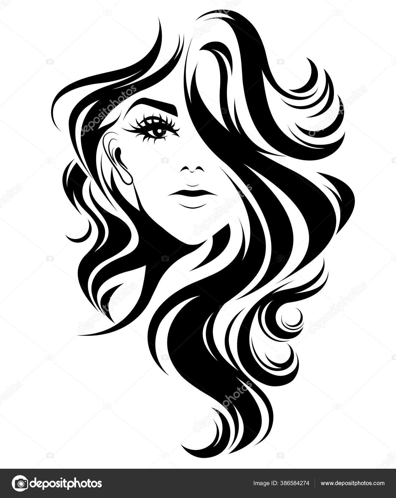 Estilo Do Cabelo Para A Mulher Que Desenha O Conjunto Preto 2. Ilustração  Isolada No Fundo Branco Royalty Free SVG, Cliparts, Vetores, e Ilustrações  Stock. Image 48710792