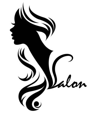 Beyaz arkaplanda kadın silüeti siyah simgesi illüstrasyon vektörü