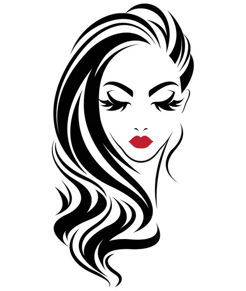 Icono Estilo Pelo Largo Las Mujeres Logotipo Las Mujeres Sobre — Vector de stock