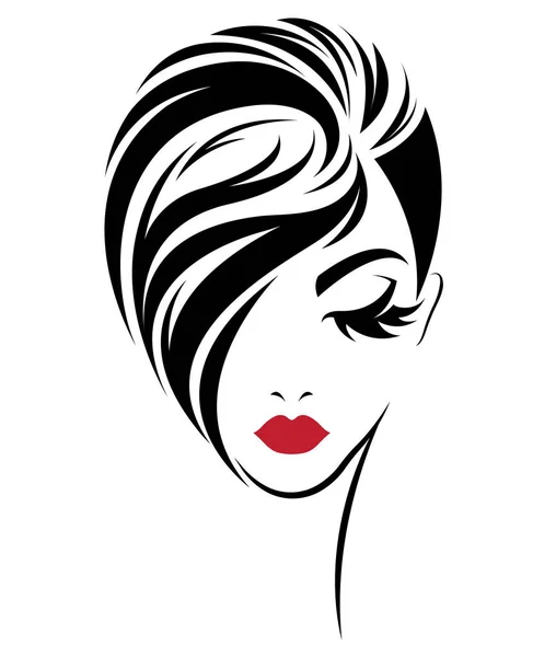 Γυναίκες Σύντομο Εικονίδιο Στυλ Μαλλιών Γυναίκες Λογότυπο Λευκό Φόντο — Διανυσματικό Αρχείο