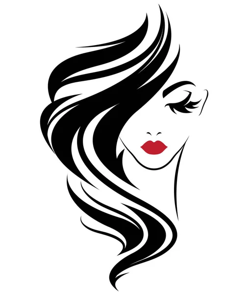 Frauen Lange Frisur Ikone Logo Frauen Auf Weißem Hintergrund — Stockvektor