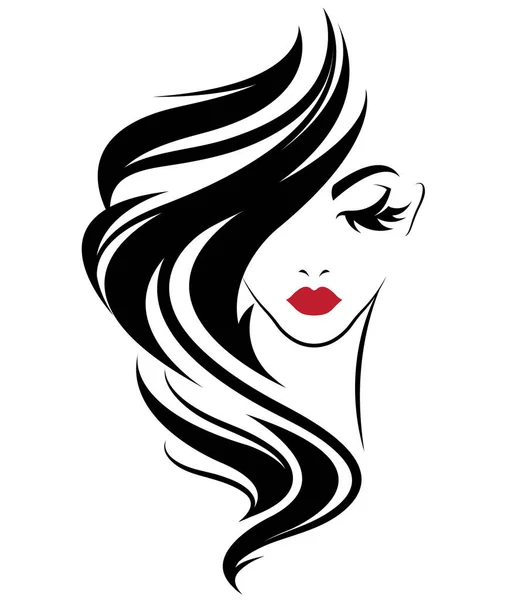 Icono Estilo Pelo Largo Las Mujeres Logotipo Las Mujeres Sobre — Vector de stock