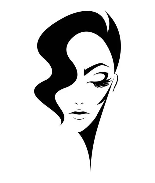 女性のショートヘアスタイルのアイコン白い背景のロゴの女性 — ストックベクタ