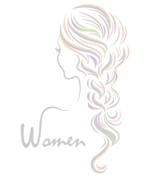 Mujer Color Peinado Icono Logotipo Las Mujeres Sobre Fondo Blanco — Vector de stock