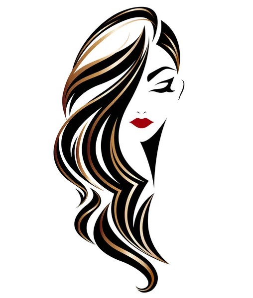 女性长发图标 白色背景的女性标志 — 图库矢量图片