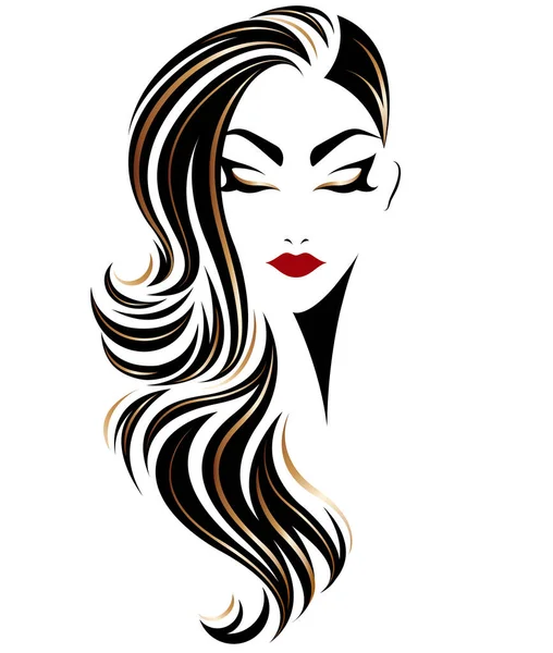Femme Longue Icône Style Cheveux Logo Femmes Sur Fond Blanc — Image vectorielle