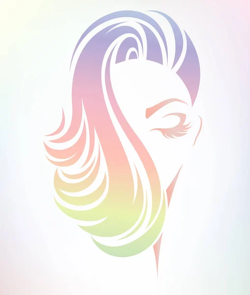 Икона Коротких Волос Женщин Логотип Женщин Цветном Фоне — стоковый вектор