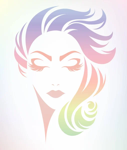Frauen Kurzhaarstil Ikone Logo Frauen Auf Farbigem Hintergrund — Stockvektor