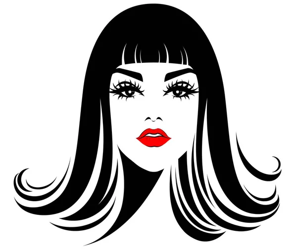 Ikona Długich Włosów Kobiet Logo Kobiet Białym Tle — Wektor stockowy