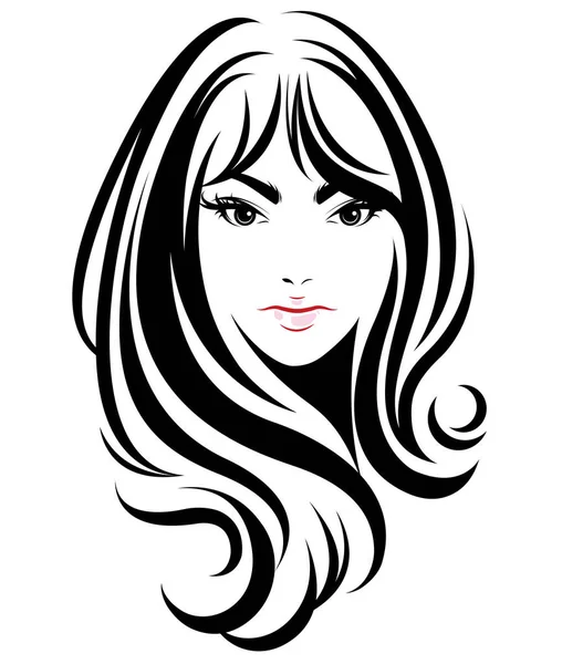 Icono Estilo Pelo Largo Las Mujeres Logotipo Las Mujeres Cara — Vector de stock