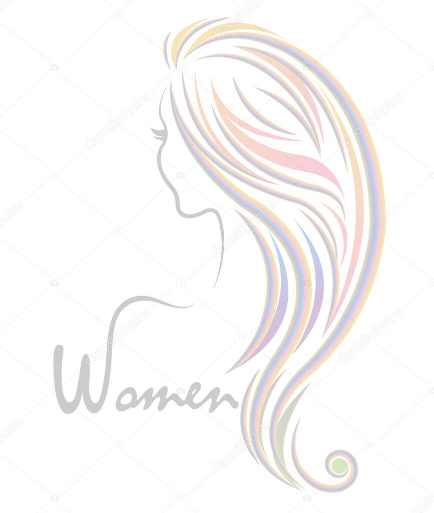 women color hairstyle icon, logo women on white background