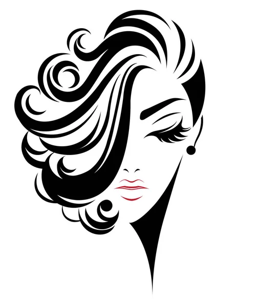 Γυναίκες Σύντομο Εικονίδιο Στυλ Μαλλιών Γυναίκες Λογότυπο Λευκό Φόντο — Διανυσματικό Αρχείο