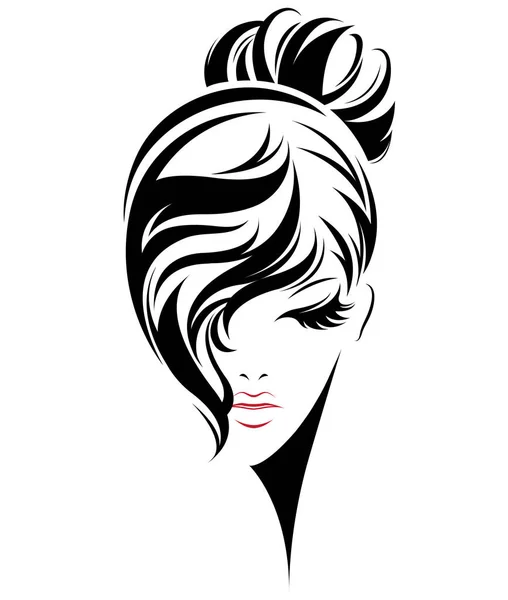 Mujeres Bollo Estilo Pelo Icono Logotipo Las Mujeres Sobre Fondo — Vector de stock