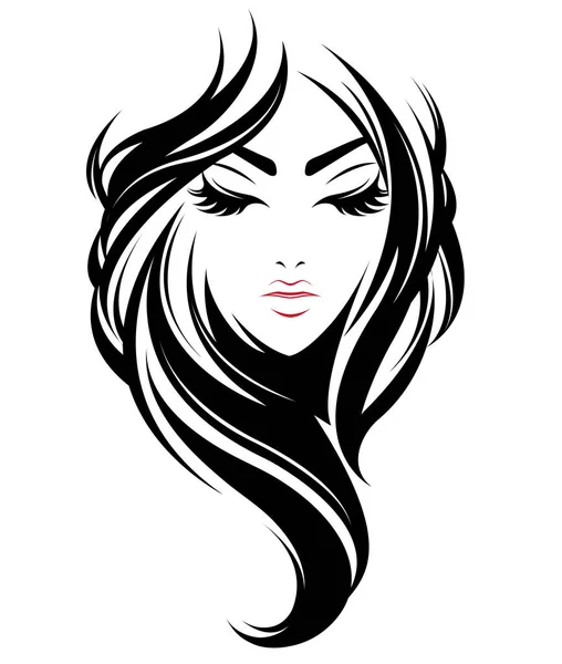 Femme Longue Icône Style Cheveux Logo Femmes Sur Fond Blanc — Image vectorielle