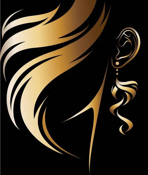 Illustrazione Vettore Donne Silhouette Icona Oro — Vettoriale Stock