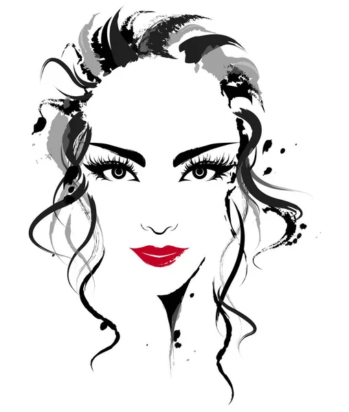 Belles Femmes Logo Femmes Maquillage Visage Sur Fond Blanc Vecteur — Image vectorielle