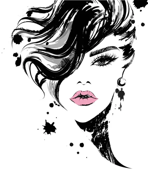 Belles Femmes Logo Femmes Maquillage Visage Sur Fond Blanc Vecteur — Image vectorielle