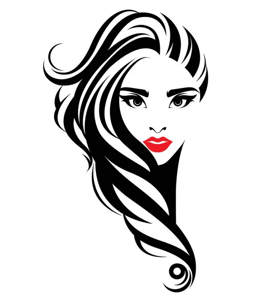 美しい女性 ロゴの女性は白い背景に化粧に直面します ベクトル — ストックベクタ