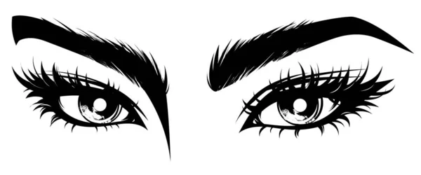 Illustration Maquillage Des Yeux Front Sur Fond Blanc — Image vectorielle