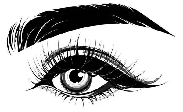 Illustration Maquillage Des Yeux Front Sur Fond Blanc — Image vectorielle