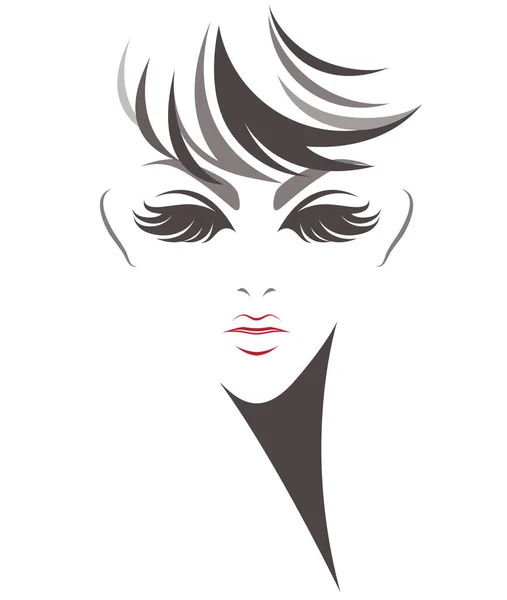 Ženy Krátký Účes Ikona Logo Ženy Bílém Pozadí — Stockový vektor
