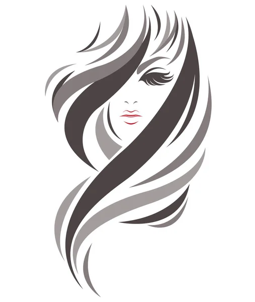 Femme Longue Icône Style Cheveux Logo Femmes Sur Fond Blanc — Image vectorielle