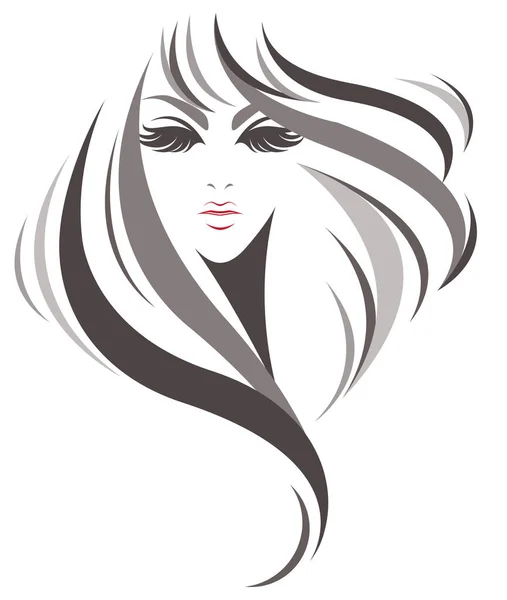 Icono Estilo Pelo Largo Las Mujeres Logotipo Las Mujeres Sobre — Vector de stock