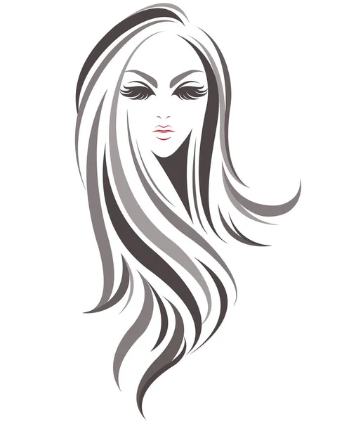 Femme Longue Icône Style Cheveux Logo Femmes Sur Fond Blanc — Image vectorielle