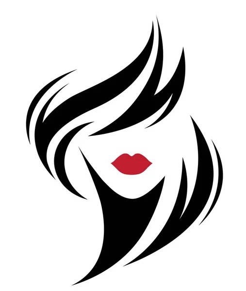 Mulheres Ícone Estilo Cabelo Curto Mulheres Logotipo Fundo Branco — Vetor de Stock