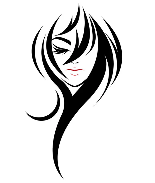 Femme Longue Icône Style Cheveux Logo Femmes Sur Fond Blanc — Image vectorielle