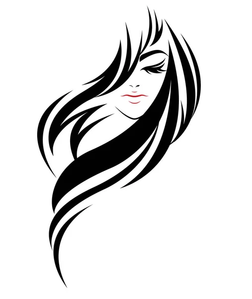 Femme Longue Icône Style Cheveux Logo Femmes Sur Fond Blanc — Image vectorielle